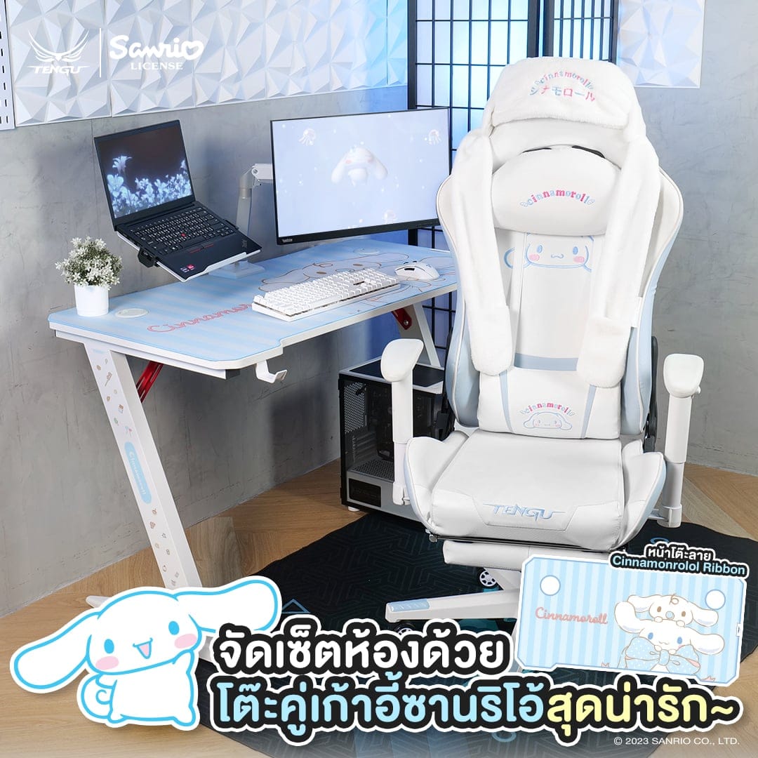 เก้าอี้เกมมิ่ง TENGUGAMINGGEARS รุ่น SANRIO KUROMI (CH-KR-PKM) SIZE-M สีชมพูดำ เบาะหนัง_8